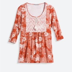 Loveapella Weaber Lace Detail Knit Top - M